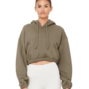 Alo Yoga Stadium Half Zipped Hoodie in Olive Branch